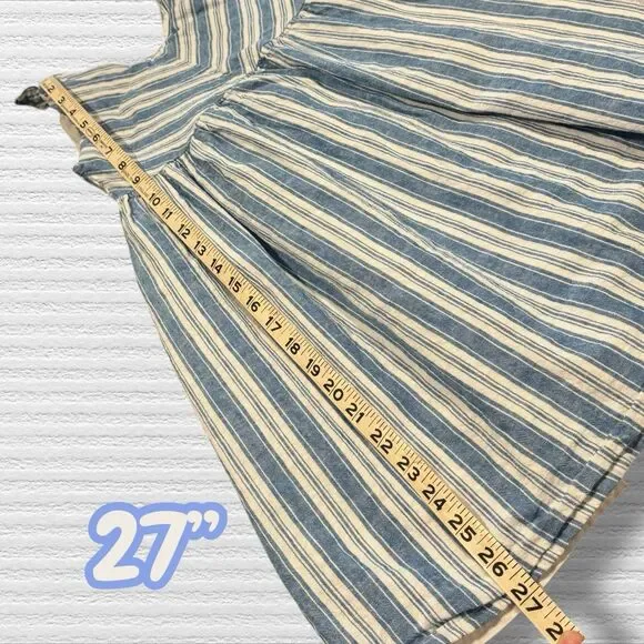 Hope & Henry Girls Blue White Linen Blend Stripe Sundress Size 8 - Picture 2 of 6